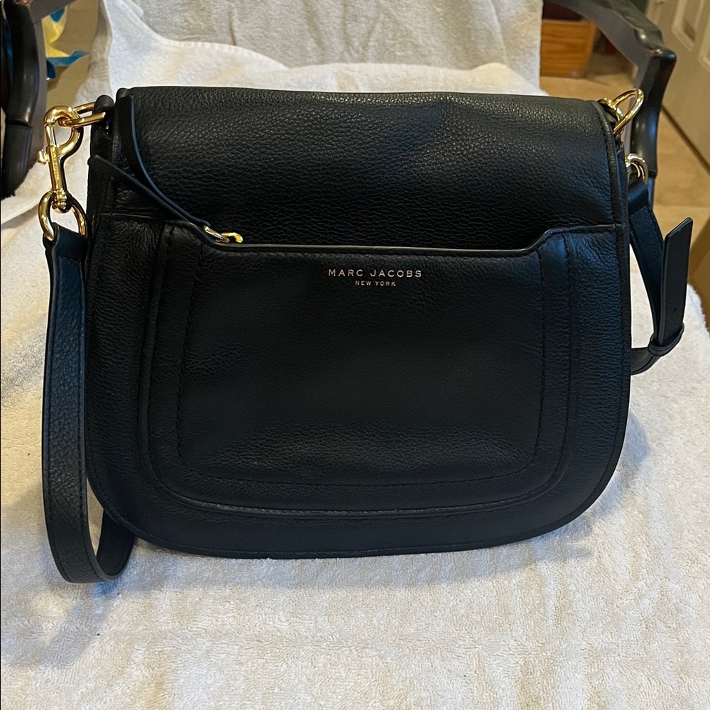 Marc Jacobs Black Crossbody Bag with Gold Accents